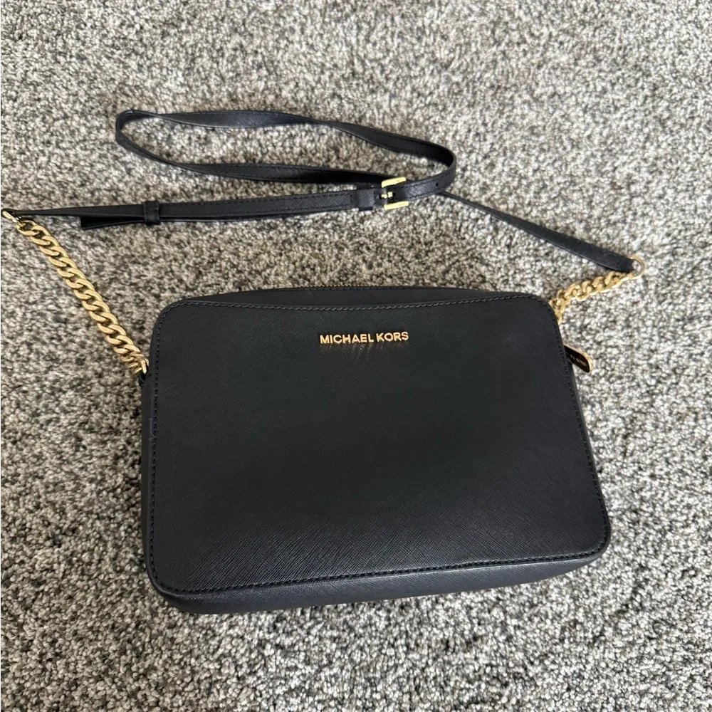 Michael Kors Black and Gold Crossbody Bag - Picture 1 of 5